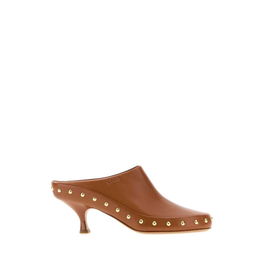 Chloe Women Camel Leather Junie Mules